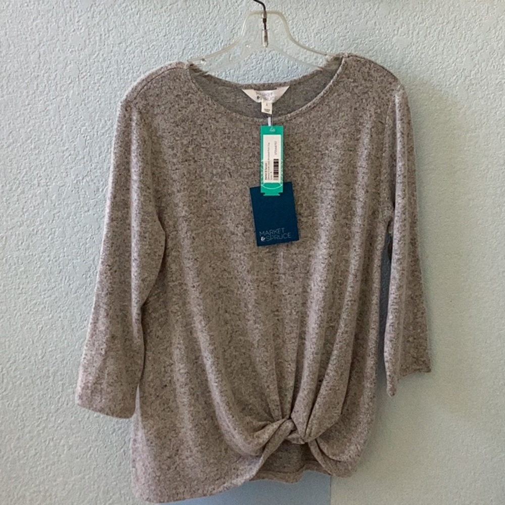 MARKET & SPRUCE heather grey knot top